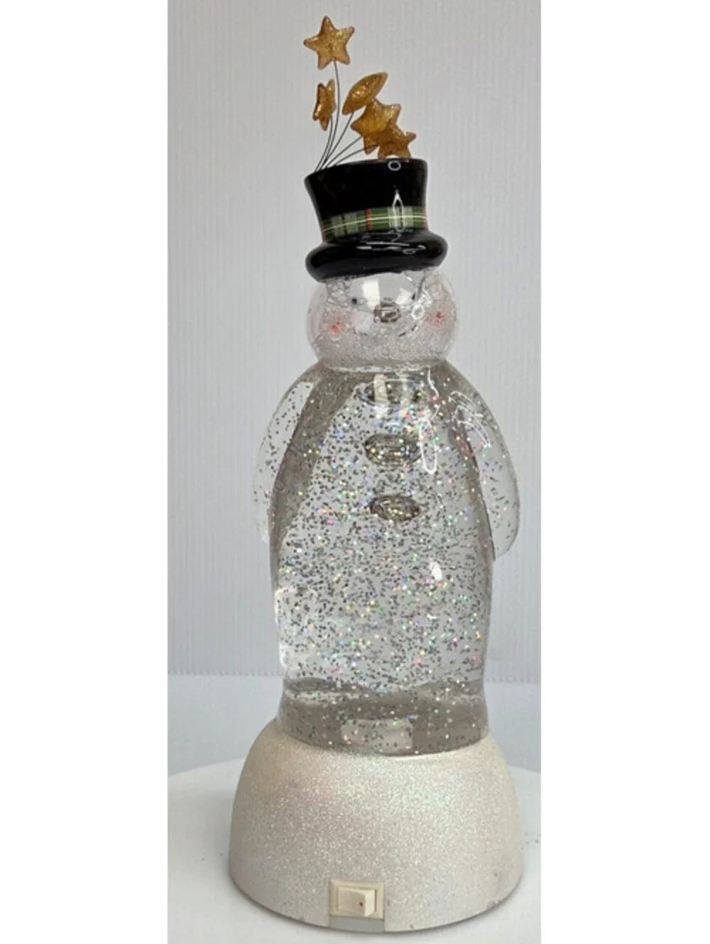 Vintage Animated Snowman Glitter Water Globe Light Up Self Shaking Xmas Decor